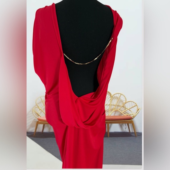 Elegant Red Draped Dress size L BCBGMAXAZRIA - Picture 10 of 16